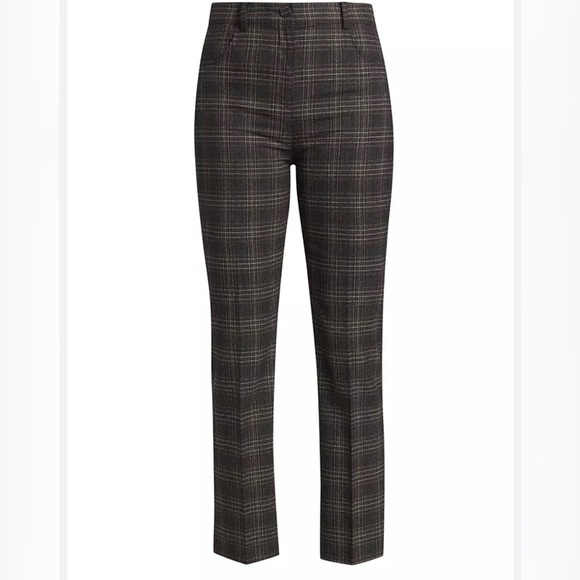 Theory Straight Plaid Wool Pants Trousers Sz2 - Picture 1 of 12